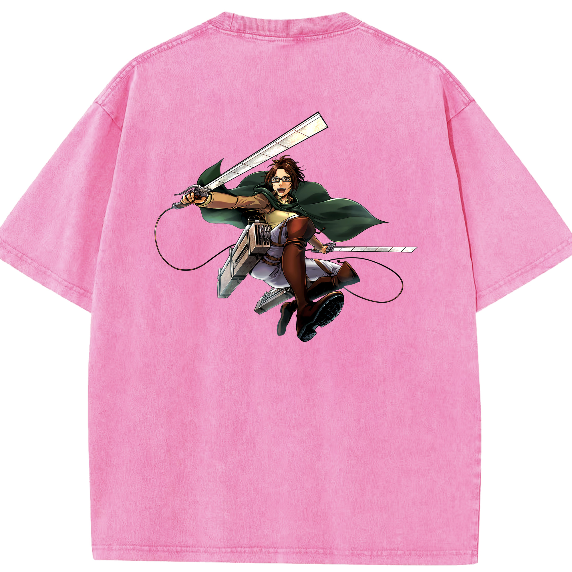 （画像用） 進撃の巨人 ハンジ·ゾエ Attack on Titan Hanji Zoe 綿100% ヴィンテージ風 半袖Tシャツ（背面プリント）
